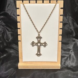 Sarah Coventry Limited Edition brass gold cross pendant necklace